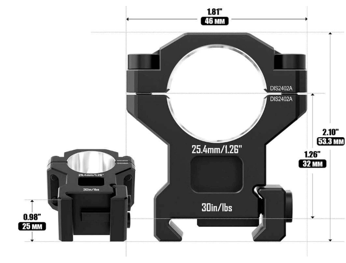 Кільця Discovery Scope Mount Rings 7075AL (25.4 мм) Medium ВН - 19.3 мм Фото 2